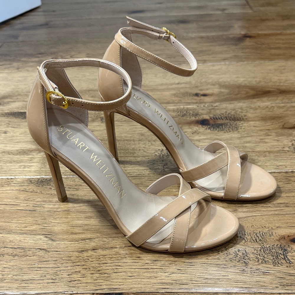 Stuart Weitzman Nudist Adobe Patent Heels